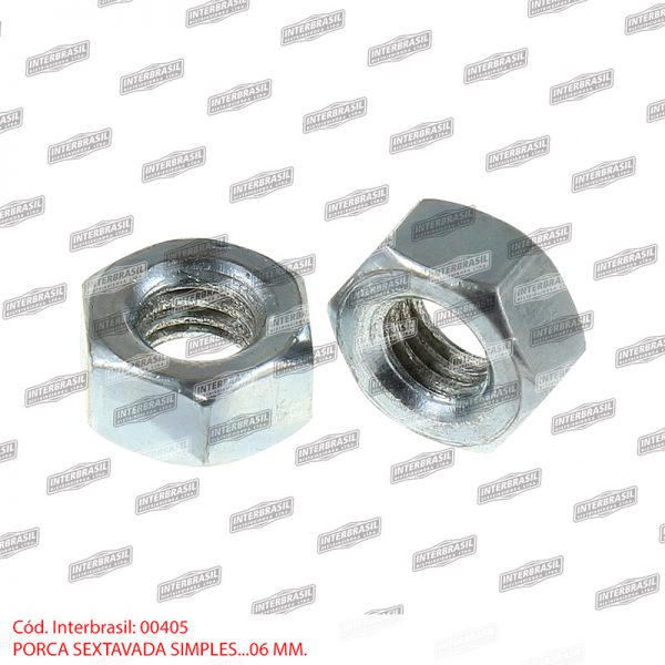 Porca sextavada simples 6mm