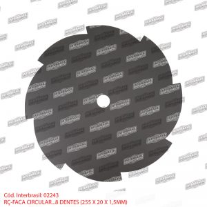 Faca circular 8 dentes 255x20x1,5mm