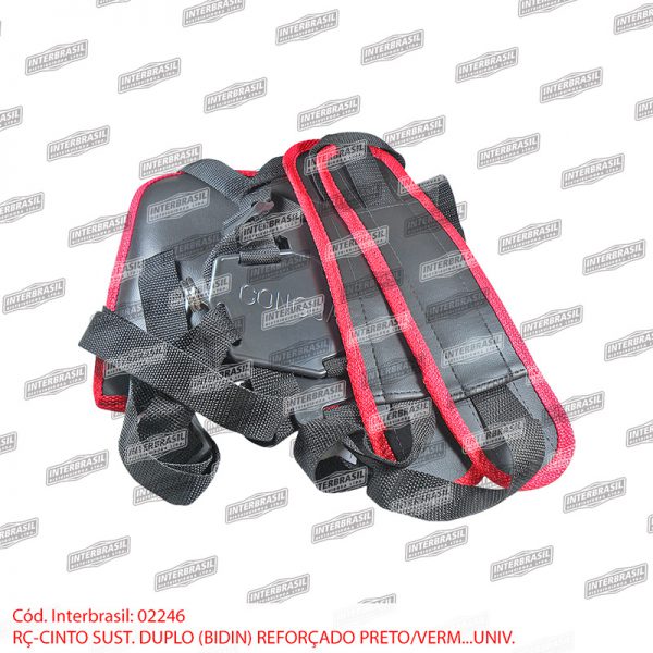 Cinto sustentação duplo bidim reforçado preto / verm. universal