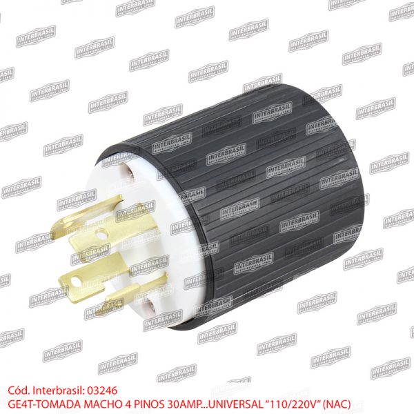 Tomada macho 4 pinos 30A universal (110v / 220v)