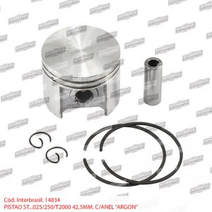 Pistão 42,5mm com anel St. 025 / 250 / T2000 (Argon)