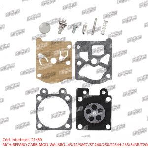 Reparo motos. 45/52/58cc /St. 025/250/260/Husq. 235/ 343R/T2000 mod. Walbro kit agulha (Tillotson)