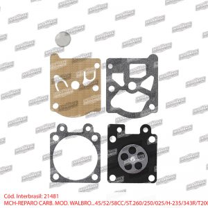 Reparo motos. 45/52/58cc / St. 025/ 250/ 260/ Husq. 235/ 343R/ T2000 mod. Walbro (Tillotson)