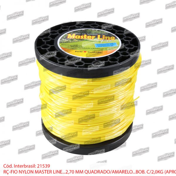 Fio nylon 2,70mm quadrado amarelo bobina 2,0kg (Master Line)