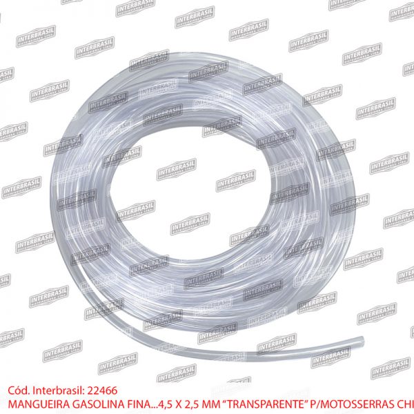 Mangueira gasolina fina motosserras 45/55cc transparente 5mt
